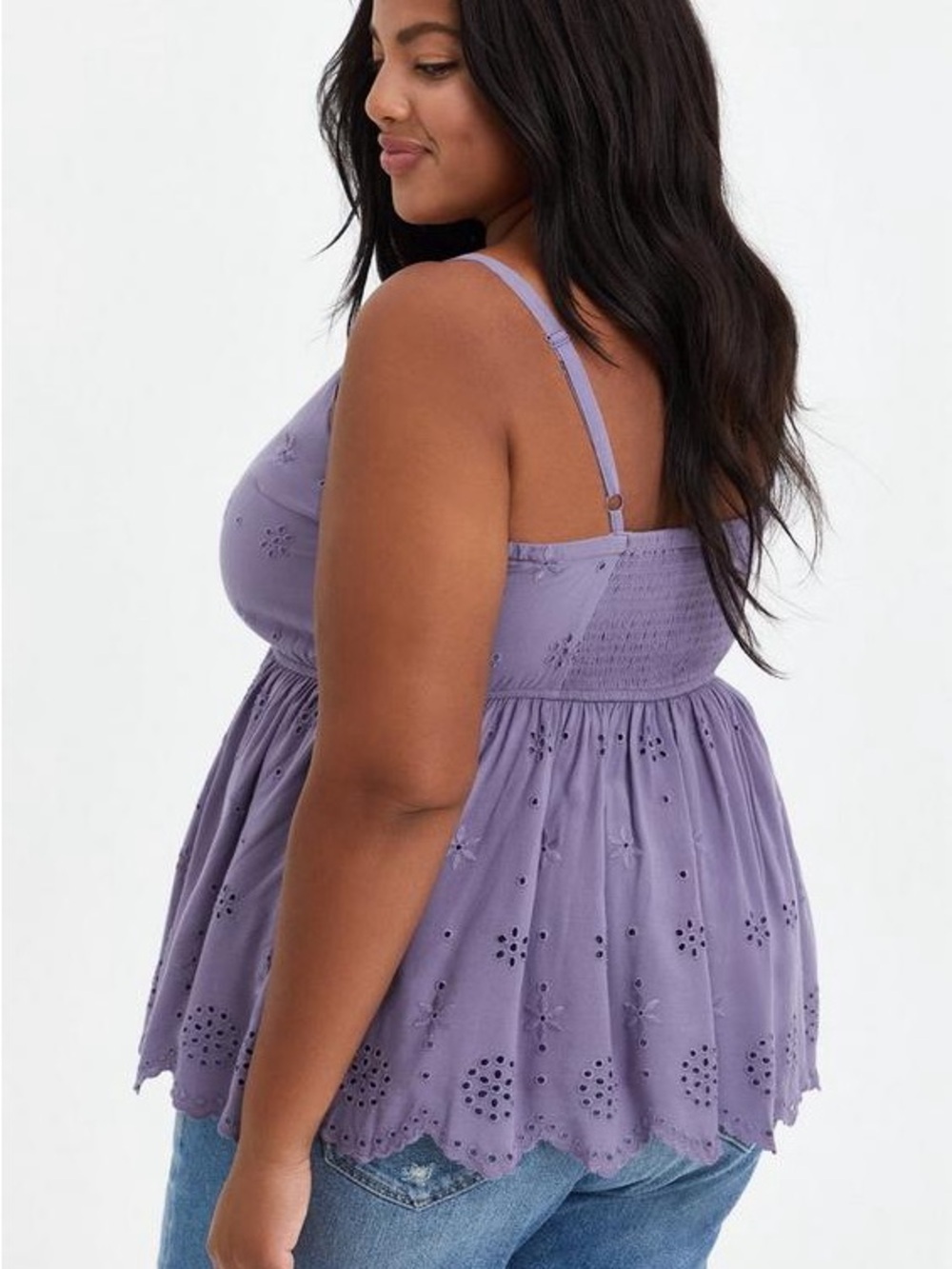 NWT Torrid Eyelet Peplum Tank, Size 3X (22/24), Raspberry - Picture 2 of 7